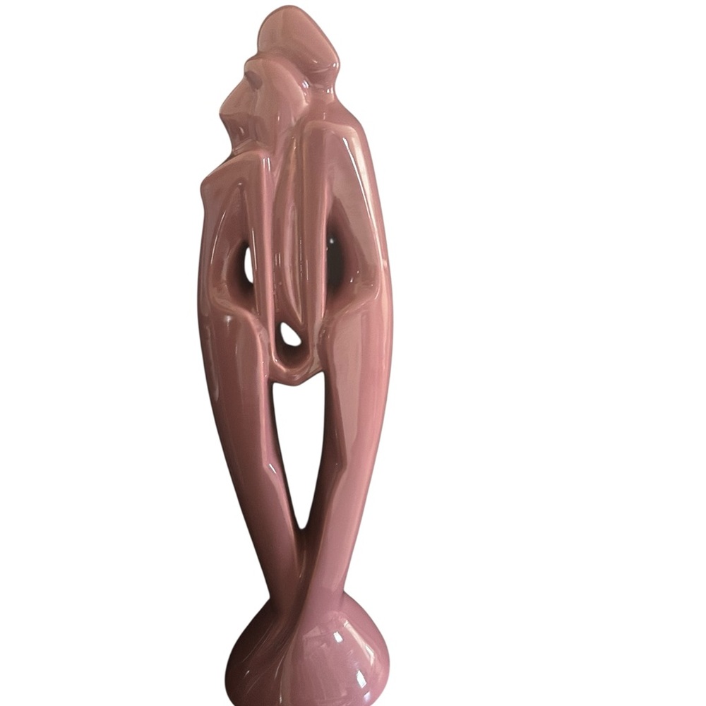 Vintage 80s  Elegant Pink Abstract Home Hager Sculpture LOVERS  20”